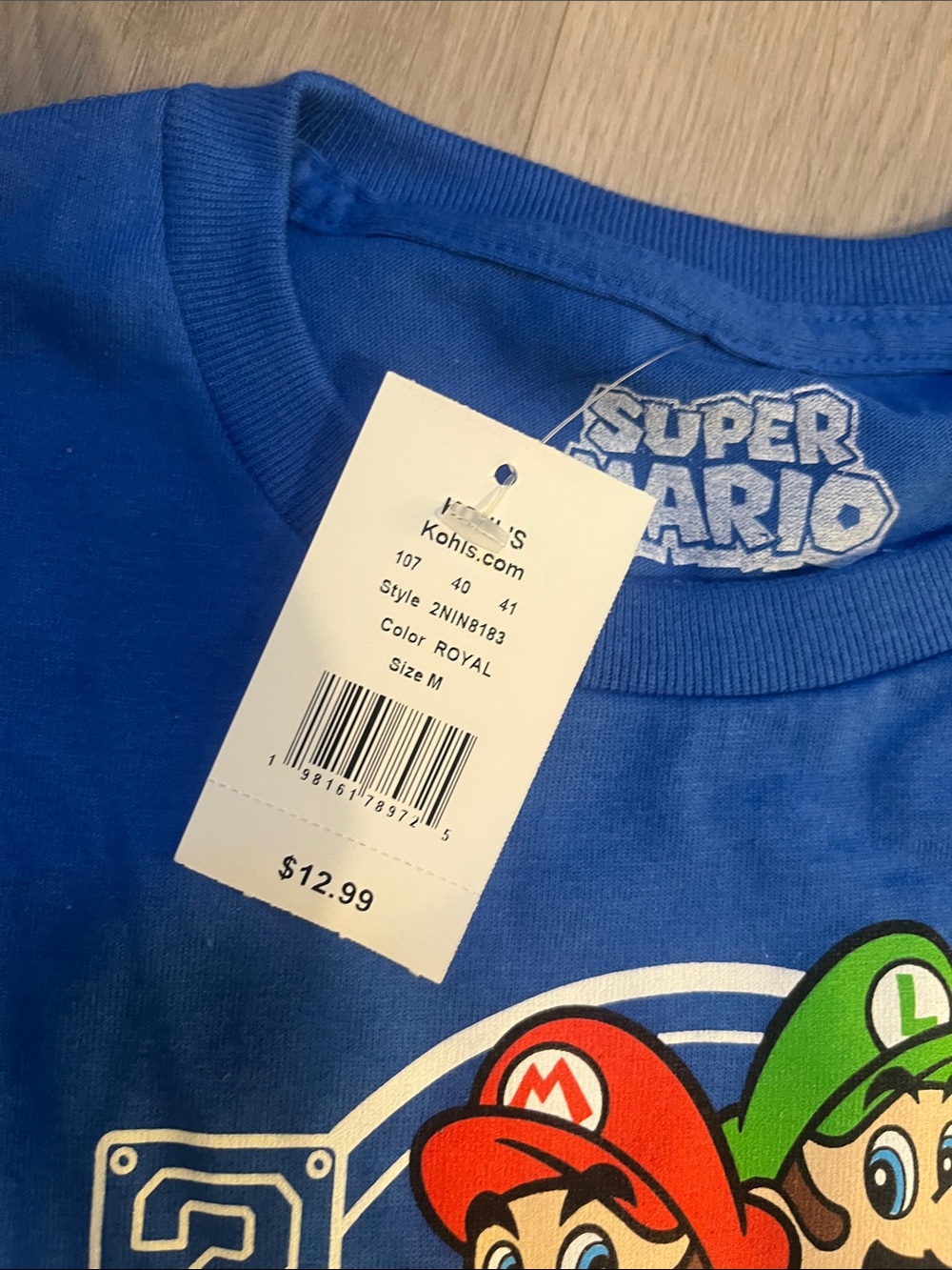 Super Mario Kids' Short Sleeve Tee - Blue - Picture 2 of 3